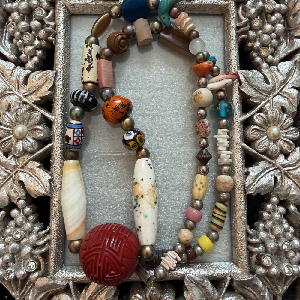Vintage Multi-Stone Bohemian Style Beaded Necklace Potentially Kaniatobe